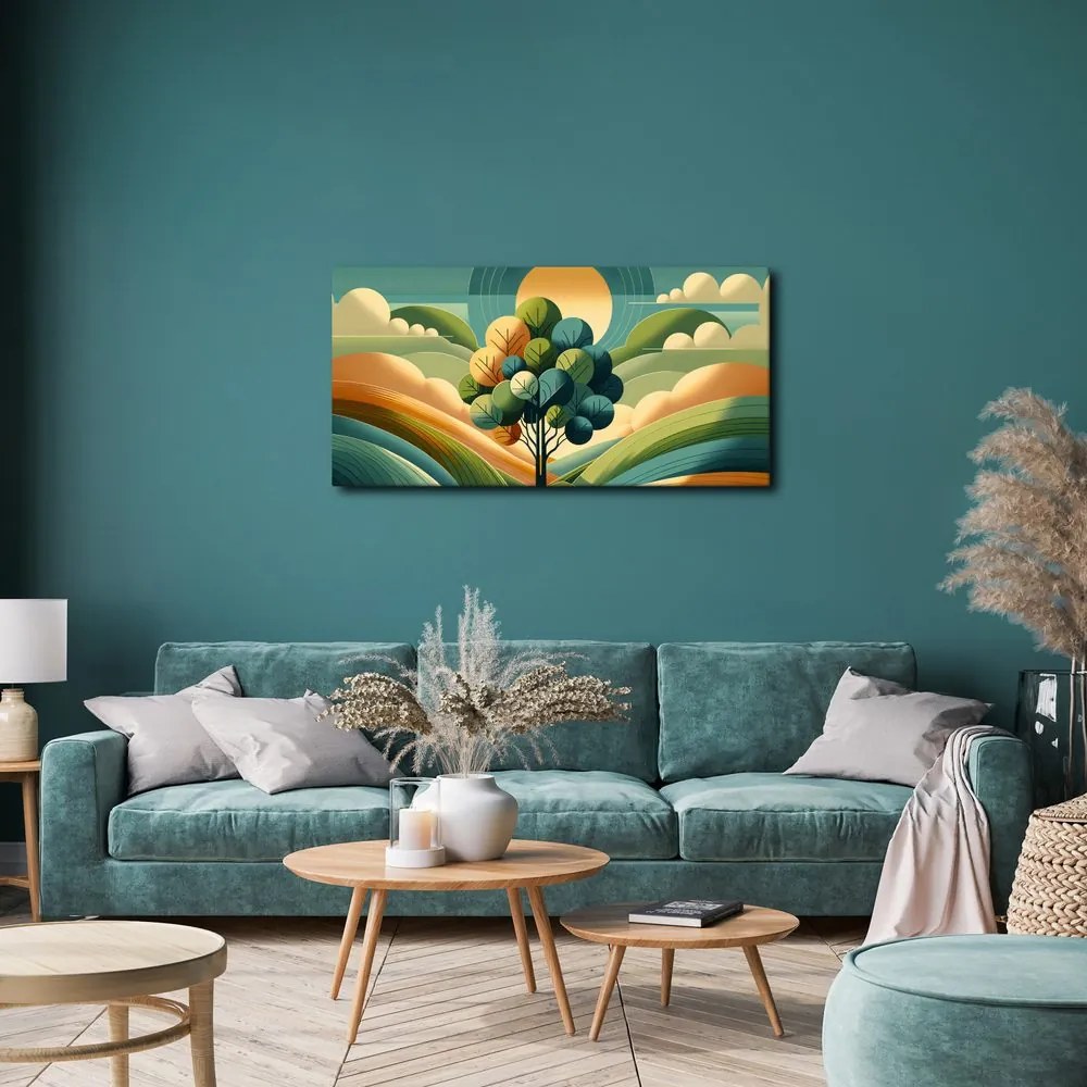 Quadro su tela – Albero della vita e sole in armonia