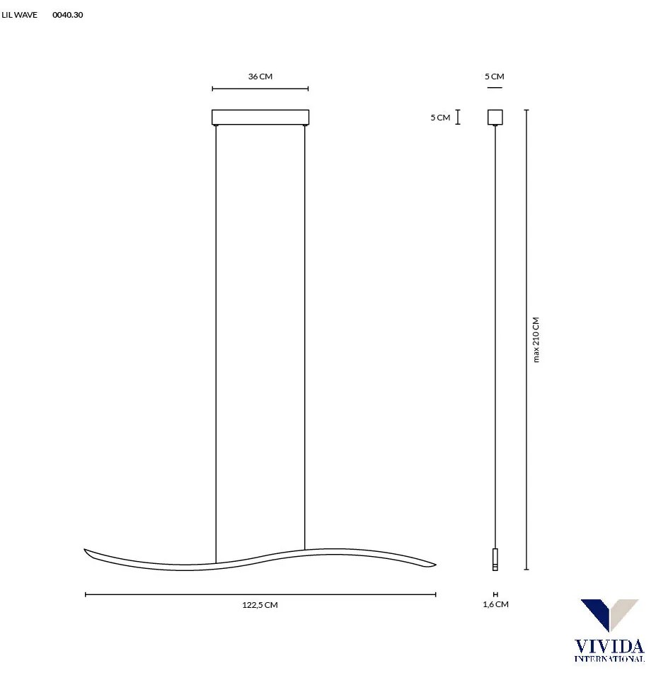 Lil wave lampada sospensione 30W 1680 lumen 3000K (ULTIMI DISPONIBILI - N°1)