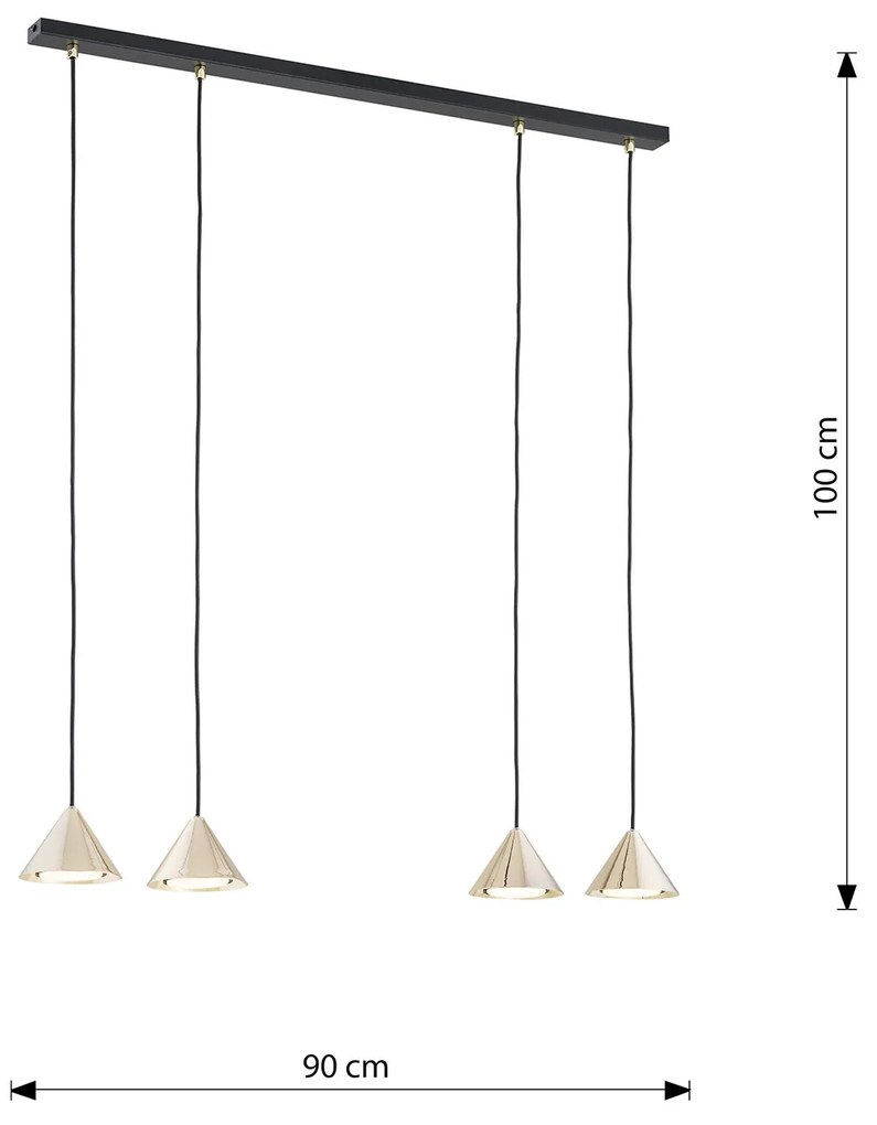 Sospensione Minimal Skadi 4 Luci In Acciaio Oro