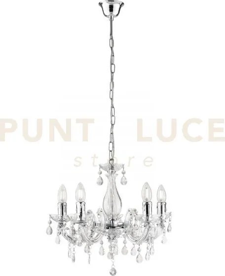 Lampadario houston trasparente 5 luci attacco e14 44x120cm