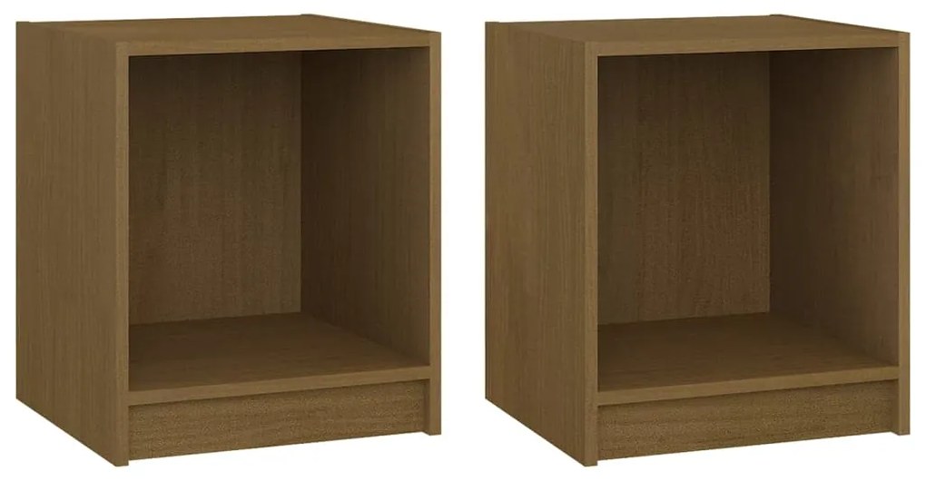 Comodini marrone miele 2 pz 35,5x33,5x41,5 cm in legno di pino