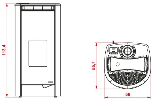 Palazzetti Marianne 9 Stufa ermetica A Pellet Ecofire ad Aria con uscita fumi superiore in acciaio perla