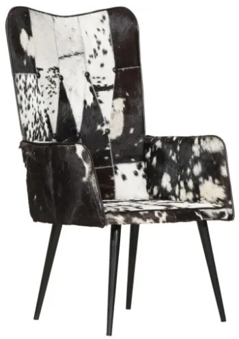 Sedia a Schienale Alto Pelosa in Vera Pelle Nera e Bianca