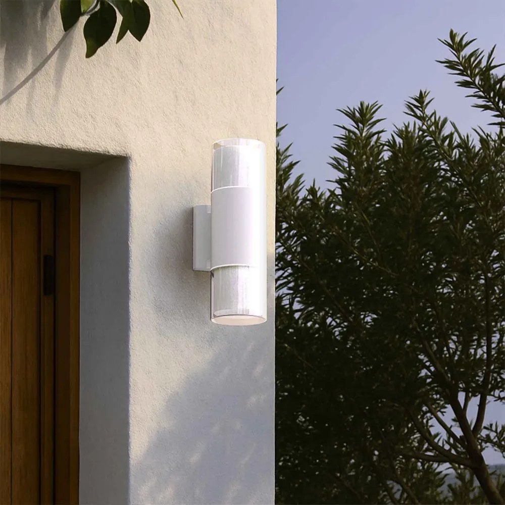 Applique Cilindrica Bidirezionale Bianca, IP54 con 2 basi GU10 Base GU10