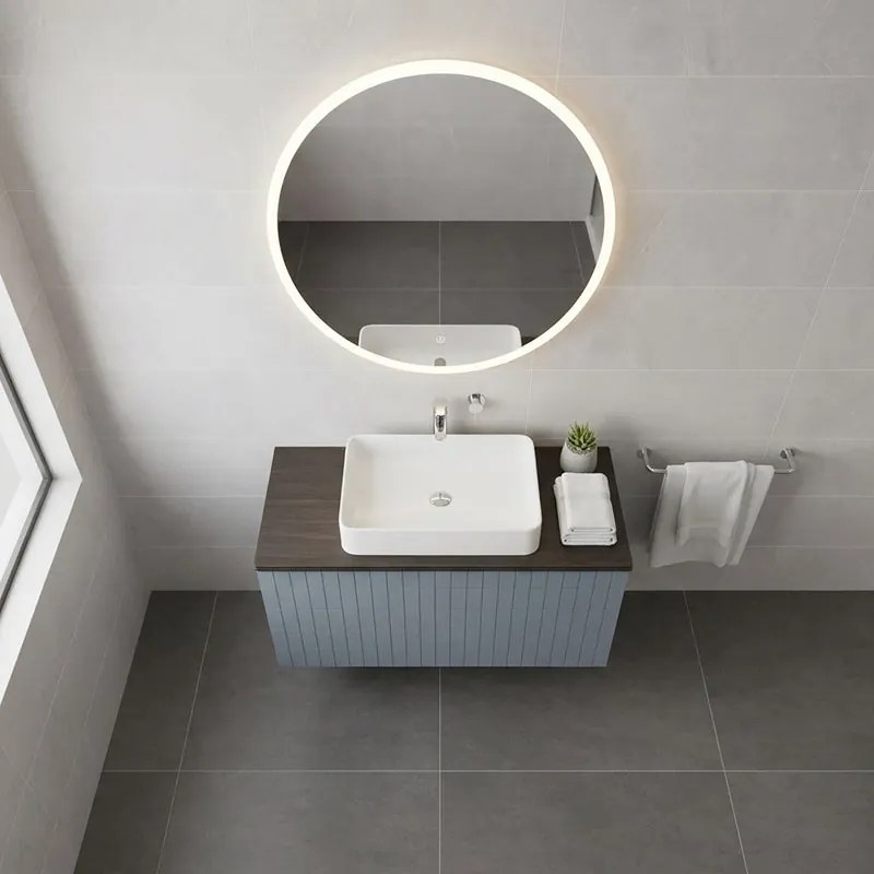 Mobile da bagno sospeso sotto lavabo Pixel grid 1 cassetto L 80 x H 40 x P 45.5 cm blu indaco e maniglia alluminio nero opaco