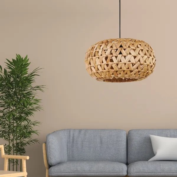 Lampadario a sospensione con filo HOSHI 1xE27/20W/230V diametro 38 cm canapa