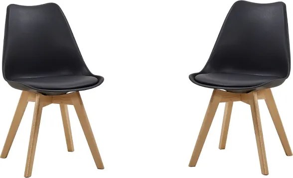 Set 2 sedie Kaira nere in stile scandinavo per cucina o sala