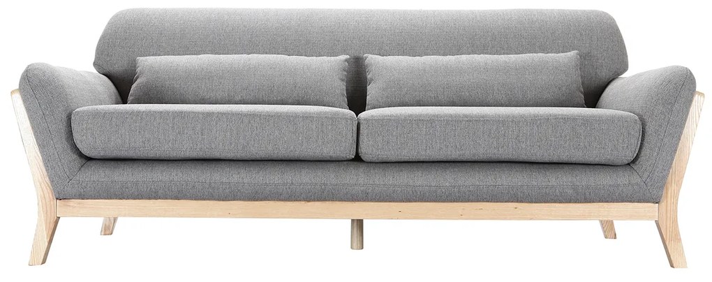 Divano scandinavo 3 posti grigio piedi legno YOKO