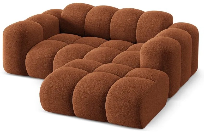 Divano angolare color terracotta (con penisola a destra/con chaise lounge) con rivestimento in ciniglia Treno – Cosmopolitan Design