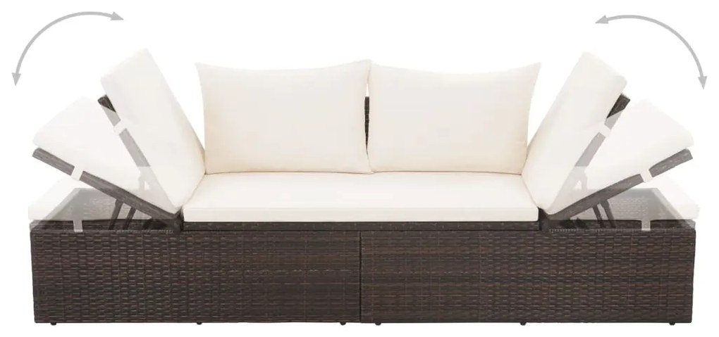 Lettino da giardino marrone 195x60 cm in polyrattan