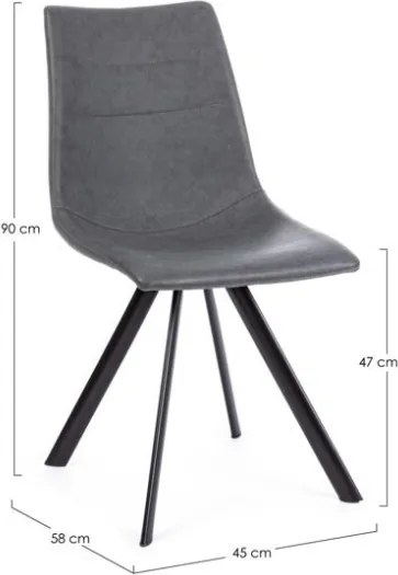 Sedie Da Interno Imbottite In Ecopelle Gambe Nere Alva Pu Grigio Bizzotto - 4 Pz