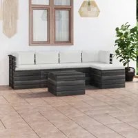 Set Divani da Giardino su Pallet 6 pz con Cuscini Massello Pino cod mxl 39777