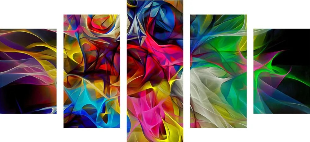 Quadri 5 pezzi – Caos colorato astratto