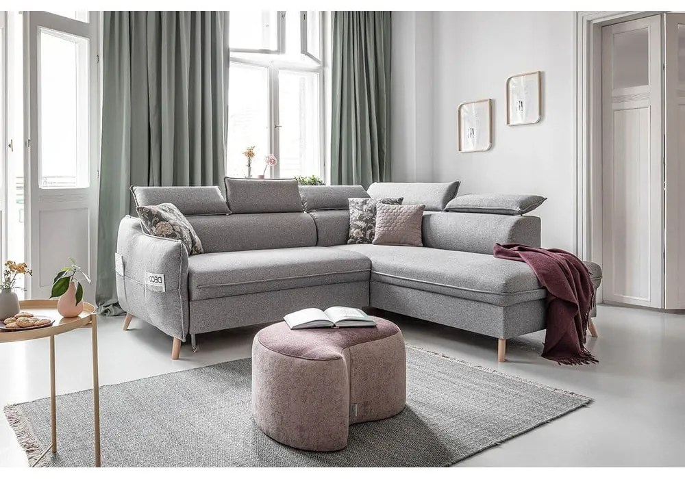 Divano letto angolare grigio chiaro (angolo destro) Sweet Harmony - Miuform