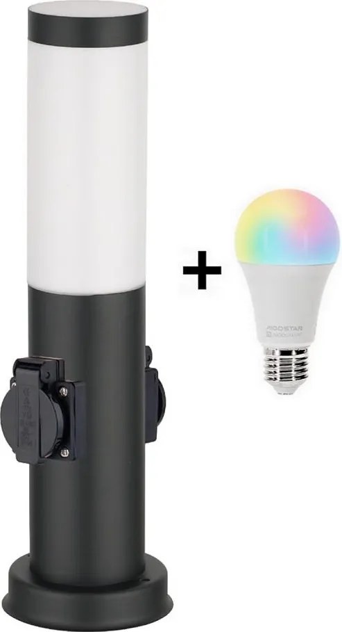Brilagi - LED RGBW lampada da esterno con 2 prese 1xE27/15W/230V 40 cm IP44 nera