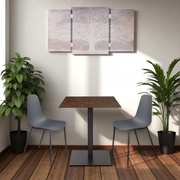 Tavolo quadrato da bar pub ristorante per esterno 70x70 cm piano in HPL Corten H 74