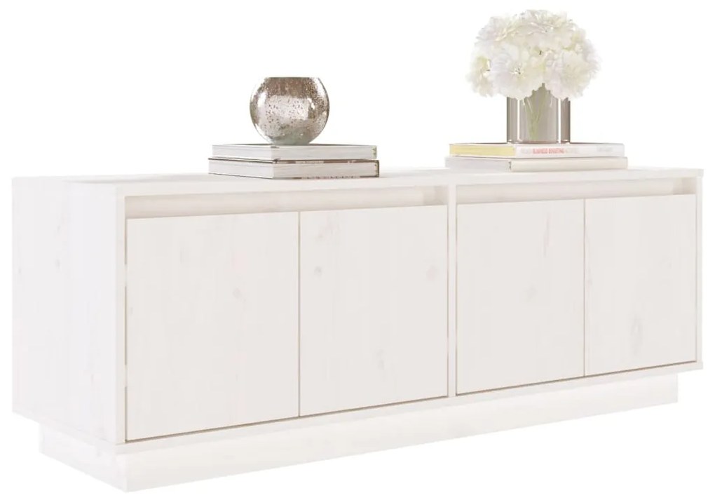 Mobile porta tv bianco 110x34x40 cm in legno massello di pino