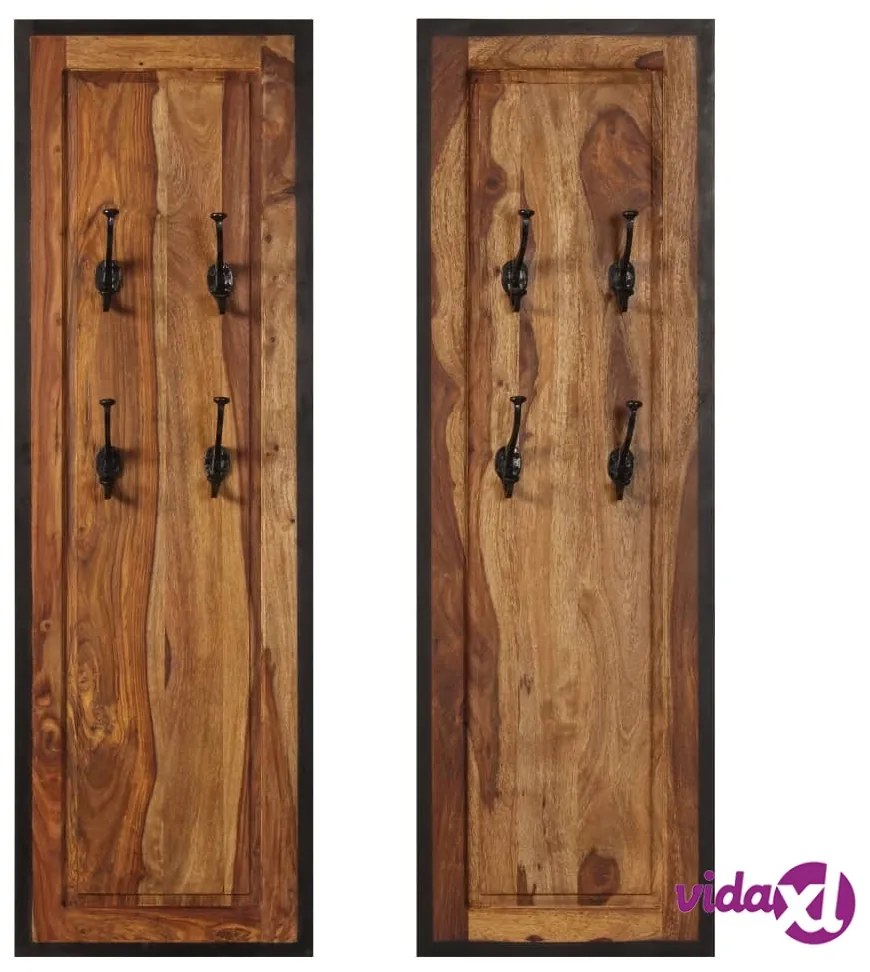 vidaXL Appendiabiti 2 pz in Legno Massello di Sheesham