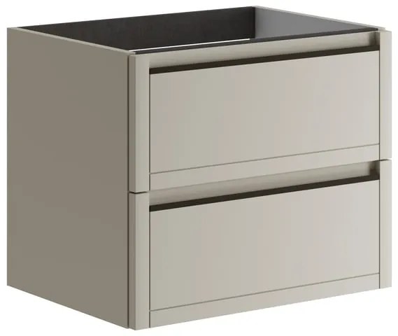 Mobile da bagno sospeso sotto lavabo L 59.5 x H 50 x P 45.5 cm beige opaco, 2 cassetti Tratto