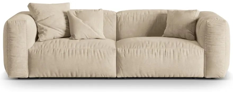 Divano componibile beige con rivestimento in velluto 240 cm Martina – Micadoni