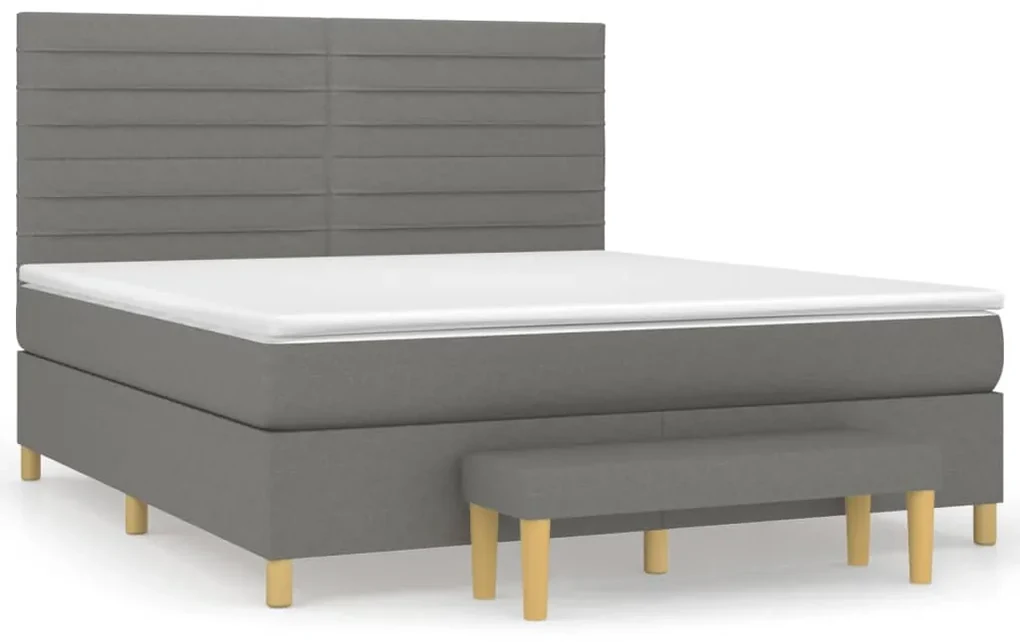 Giroletto a molle con materasso grigio scuro 160x200 cm tessuto