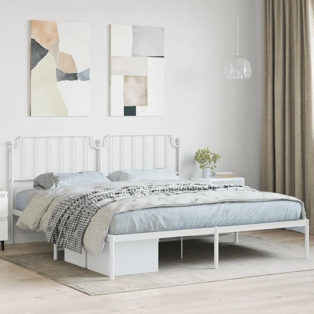 Giroletto Con Testiera Metallo Bianco 183x213 Cm /