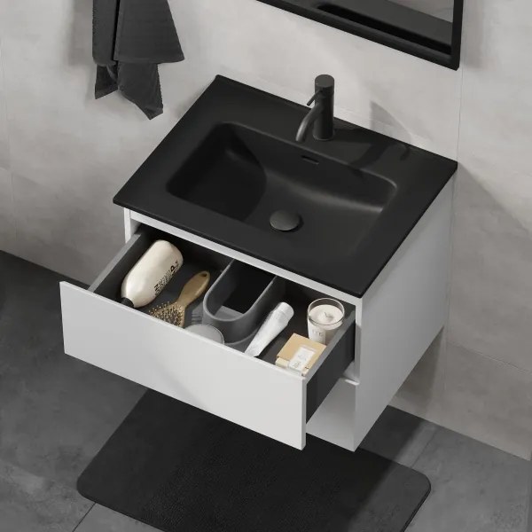Mobile da bagno con lavabo CONOR 61 cm bianco/nero