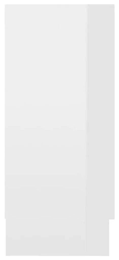 Armadietto Vetrina Bianco Lucido 120x30,5x70 cm Multistrato