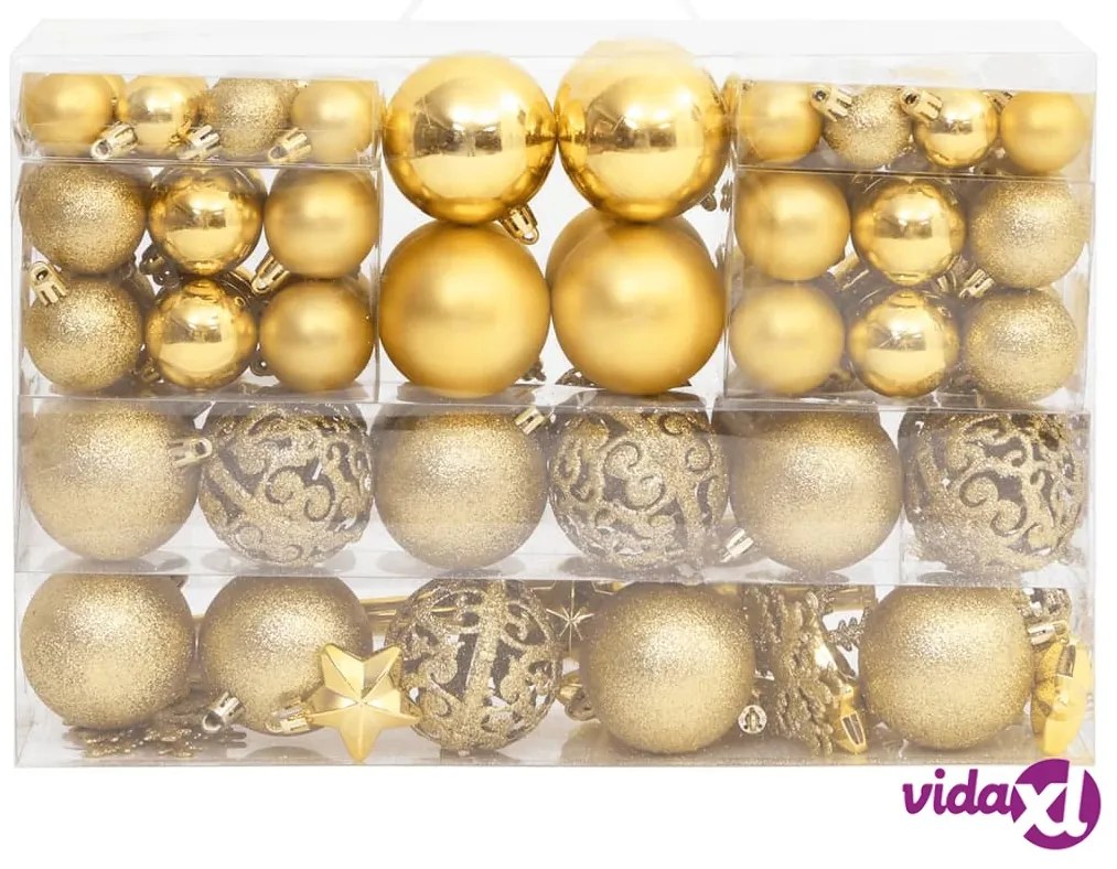 vidaXL Set Palline di Natale 111 pz Oro in Polistirene