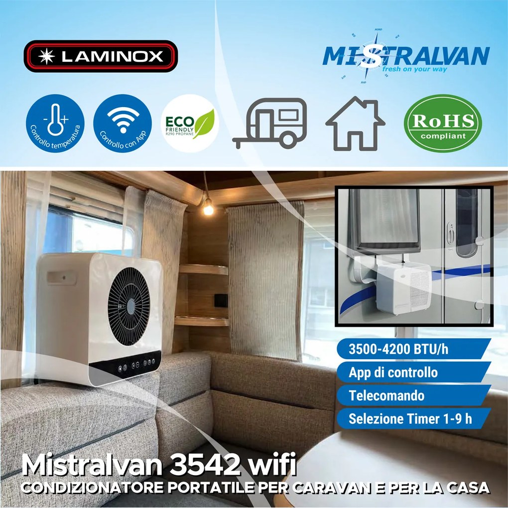 Mistralvan 3542 wifi: Condizionatore Portatile Intelligente per Caravan e Casa