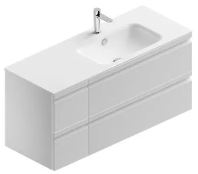 Mobile sottolavabo e lavabo Pull bianco opaco in mdf L 120 x H 56 x P 46 cm 1 vasca 4 cassetti