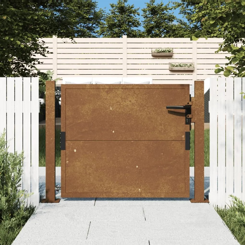 Cancello Da Giardino 105x80 Cm İn Acciaio Corten /