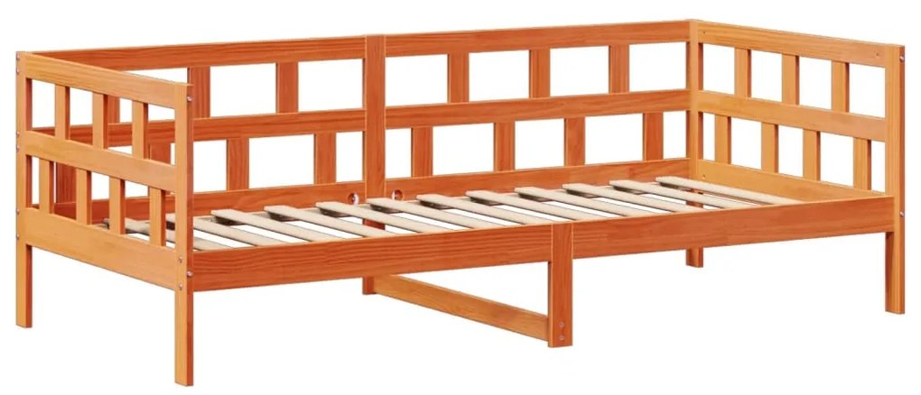 Set dormeuse con tetto marrone cera 90x190 cm massello pino