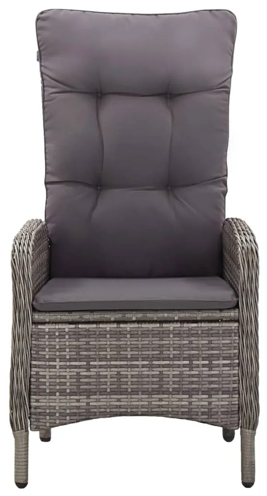Set da bistrot per giardino 3 pz in polyrattan grigio