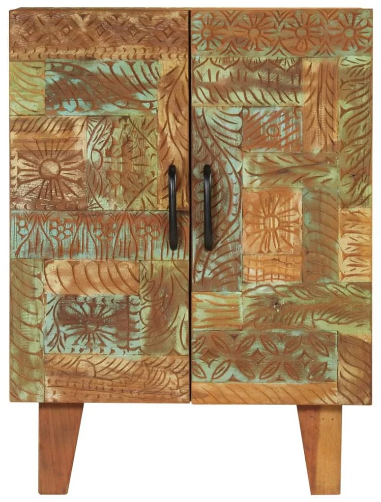Credenza intagliata a mano 55x30x75 cm legno massello recupero