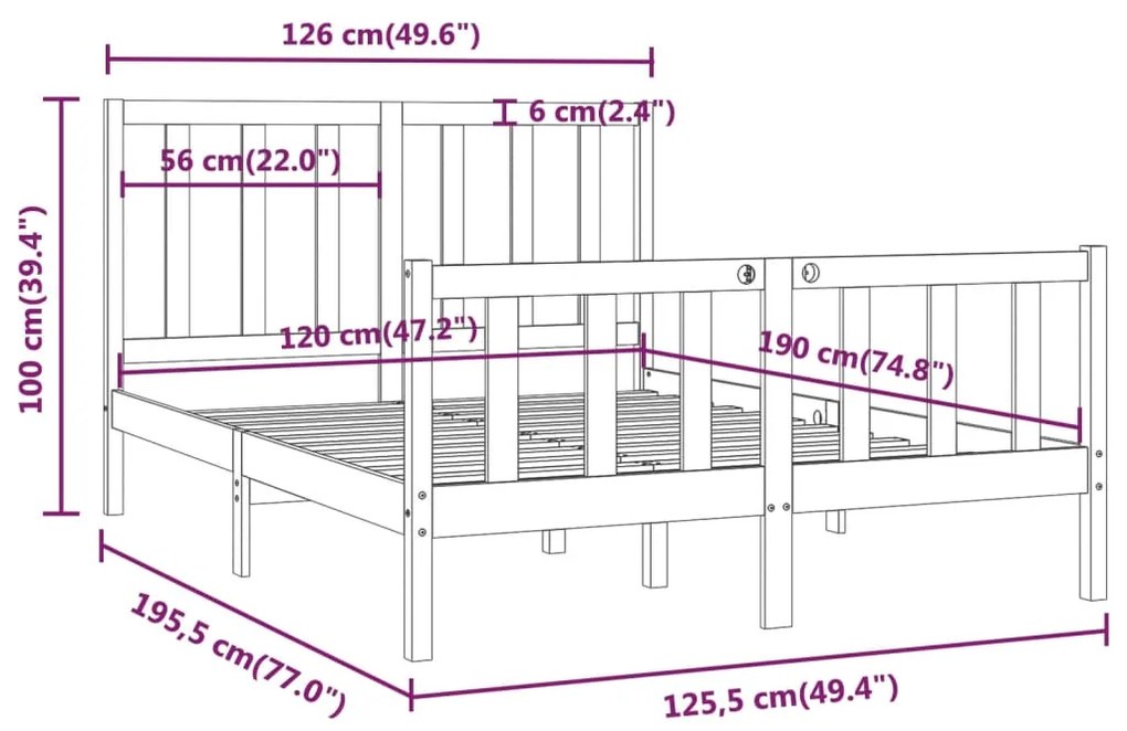 Giroletto in Legno Massello 120x190 cm Small Double