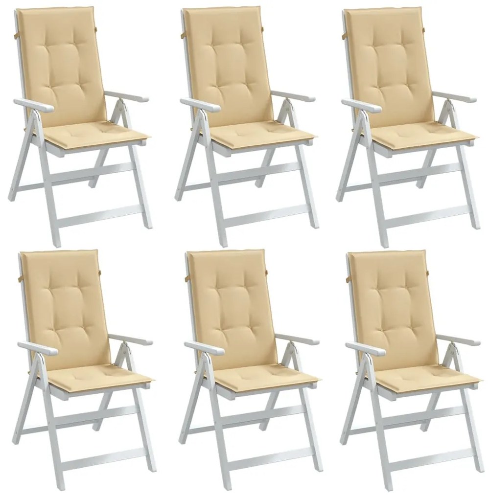 Cuscini Sedia Schiena Alta 6 Beige Mélange 120x50x4 Tessuto /