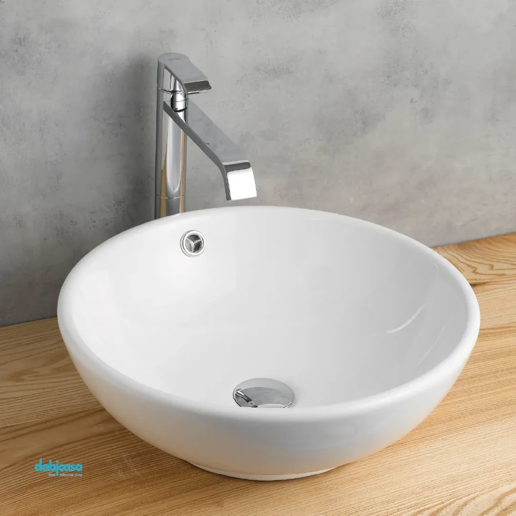 Lavabo D'Appoggio Boston In Ceramica Bianco Lucido Diam.42 Cm