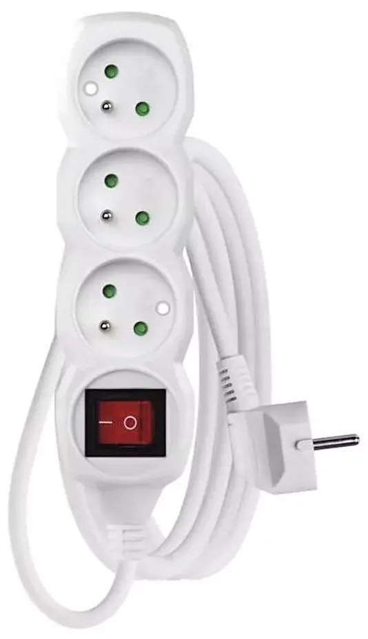 Cavo di prolunga con interruttore 3Z 3m bianco