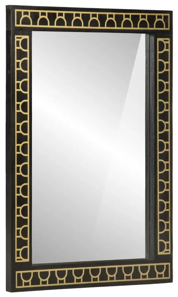 Specchio Da Bagno 50x70x2,5 Cm Legno Massello Di Mango E Vetro /