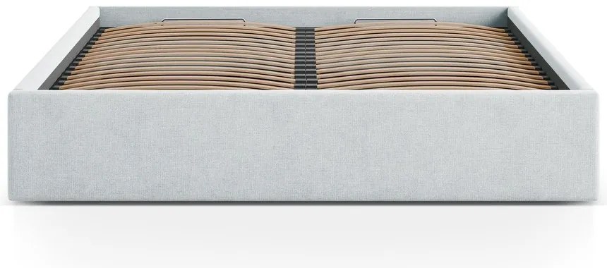 Letto matrimoniale imbottito grigio chiaro con contenitore/senza testiera con rete inclusa 160x200 cm Susan – Micadoni