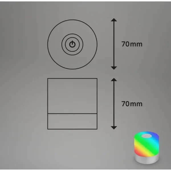Briloner 7462014 - Lampada da tavolo ricaricabile LED RGB LED/1,5W/5V IP44 cromo
