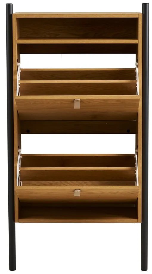 Scarpiera di colore naturale con effetto rovere con ante ribaltabili 62x118x26 cm Barco – House Nordic