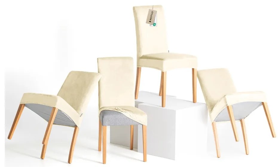 Set di coprisedia color crema con rivestimento elastico per sedie 4 pz 48 cm Sento – Restilo