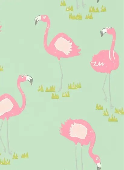 Tapete Felicity Flamingo von Scion - Raspberry/ Pistachio
