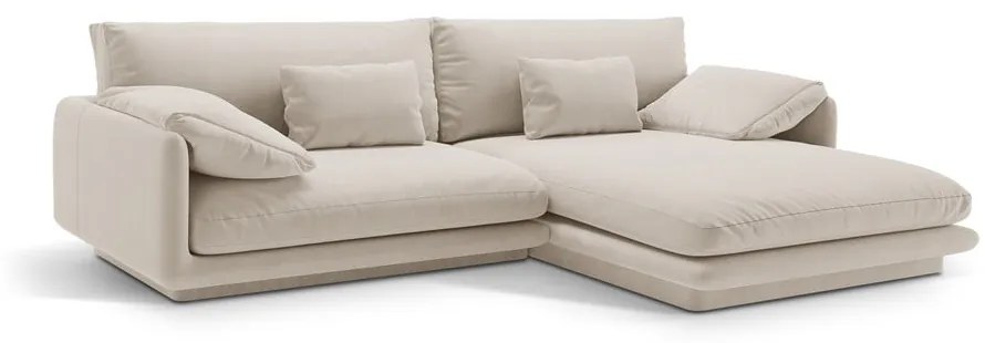 Divano angolare bianco (con penisola a destra/con chaise lounge) con rivestimento in velluto Torino – Micadoni