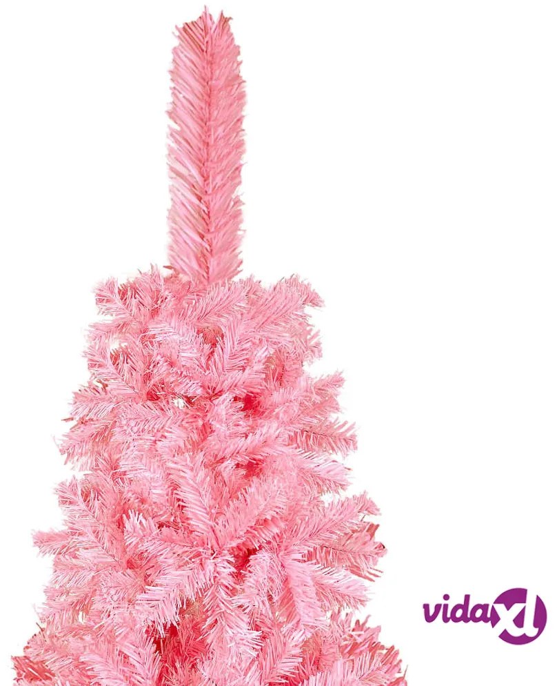 vidaXL Albero di Natale Sottile Preilluminato Rosa 120 cm