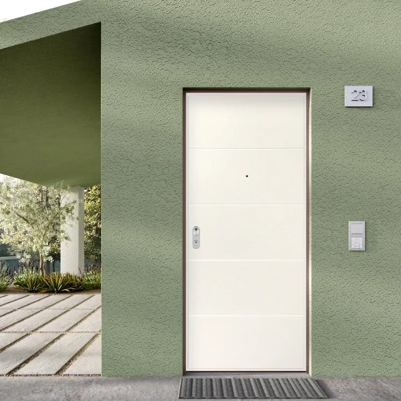 Porta blindata DI.BI. Linee L 90 x H 210 cm in PVC bianco, apertura spingere a sinistra, falso telaio incluso