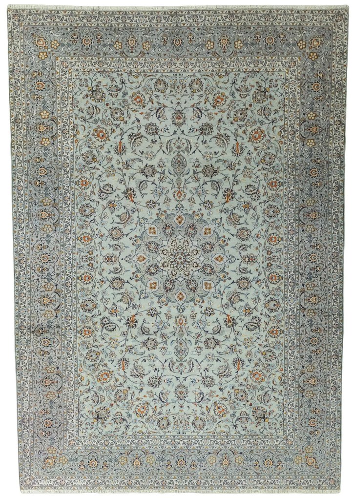 Kashan Tappeto 290 x 420 Blu (Iran) Annodato A Mano