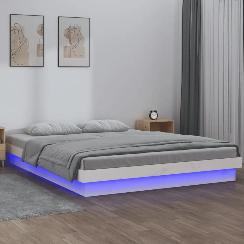 Giroletto Con Led Bianco 150x200cm King Size İn Legno Massello /